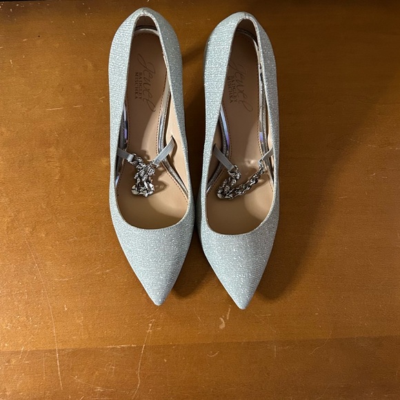 Jewel Badgley Mischka Sparkling Silver Heels - Picture 1 of 8